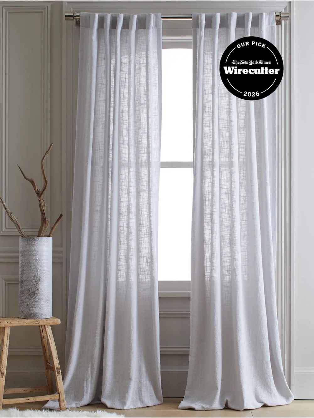 QUINCE Set Of 2 48x108 Cotton Sheer Curtains Cloud 0798